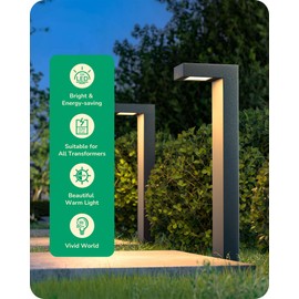 EDISHINE Low Voltage Landscape Lights, 3000K 85LM 3.2W Waterproof Outdoor Landscape Lighting, 50,000Hrs LED Pathway Lights, CRI 80 Square Modern Aluminum Housing for Sidewalk Driveway Garden, 6 Pack