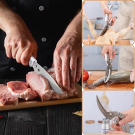 Kitchen Shears Kitchen Scissors Heavy Duty - Stainless Steel Poultry Shears for Meat Bones Seafood, Multipurpose Ultra Sharp Food Scissors, Detachable Blades, Ergonomic Handle, Dishwasher Safe Silver