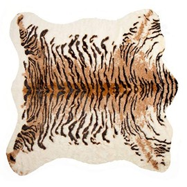 Luxe Faux Fur Luxury Soft Premium Quality Fade Resistant Shed Free 100% Animal-Free Faux Cowhide Area Rug, 4-1/4 ft x 5 ft, Tiger