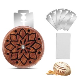 Gjinxi Bread Lame Sourdough Scoring Tool, Wooden Dough Scoring Knife with 5 Razor Blades, Ergonomic UFO Bread Lame Knives Sourdough Razor Scorer Breads Bakers Slashing Baking Tool