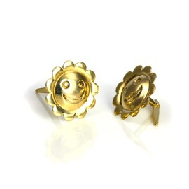 9ct Gold Smiling Sun Stud Earrings with Andralok Clasp, Yellow Gold