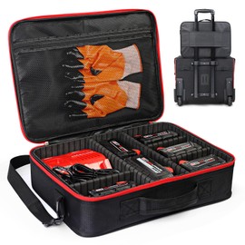 Luxtude Extra Large Battery Case Organizer for Milwaukee, Tool Battery Carrying Case for Milwaukee M12 Batteries & Charger - Holds 12V 2.0/3.0/4.0/5.0/6.0/6.5/8/9.0/12.0-Ah Batteries, Adapter,Bag Only