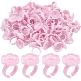 Mekupeu100 PCS Disposable Plastic Eyelash Flower Glue Ring