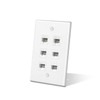ZoeRax Ethernet Wall Plate Outlet, 6 Port Matte Keystone Wall