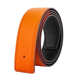 Vatee's Reversible Genuine Leather Belts For Men/Women Replacement Belt Strap Without Buckle 1.5"(38mm) Wide 41"(105cm) Long Black & Orange