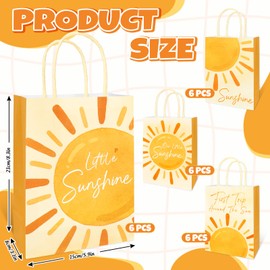 FYSUIMU 24Pcs Boho Sun Party Favor Bags with Handles First Trip Around The Sun Paper Gift Bag Cute Sunshine Candy Treat Bags for 1st Birthday Baby Shower Party Supplies