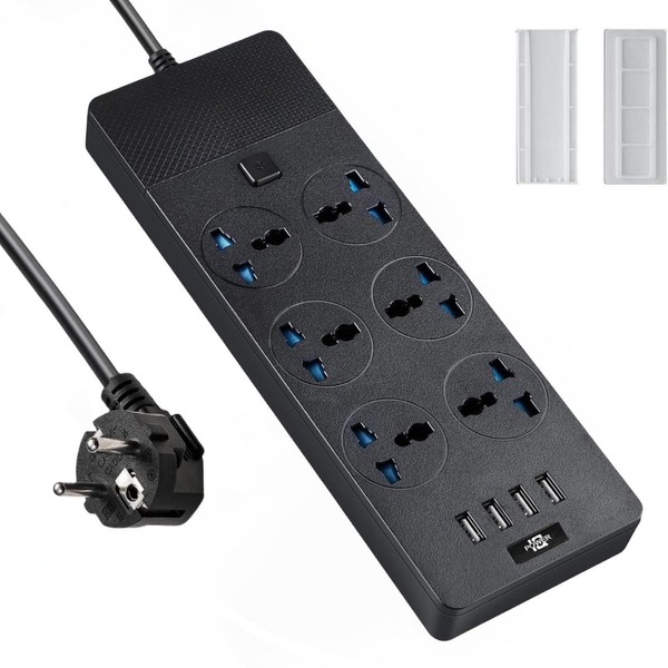 European Power Strip, Jumpso Universal Power Strip with 6 AC