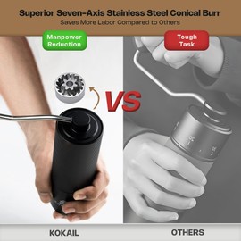 7- Star Manual Burr Coffee Grinder - Premium 420 Stainless Steel Coffee Hand Grinder with 30 g Capacity - Adjustable Coarseness for Espresso, Drip Coffee, and French Press - Easy to Clean