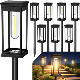 Upgraded Square Solar Pathway Lights Outdoor 8 Pack, IP65 Waterproof, Solar Lights Outdoor Pathway Square with Auto On/Off Warm White LED, 12-14H Landscape Lighting for Walkway Garden Driveway Decor