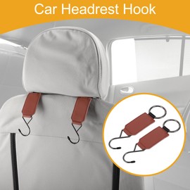 Partuto 2 Stück Universal Auto Kopfstützenhaken für die meisten Autos, SUVs, LKW Auto Rücksitz Organizer Haken Robustes Kunstleder Metall Rot 7,13"x1,89"