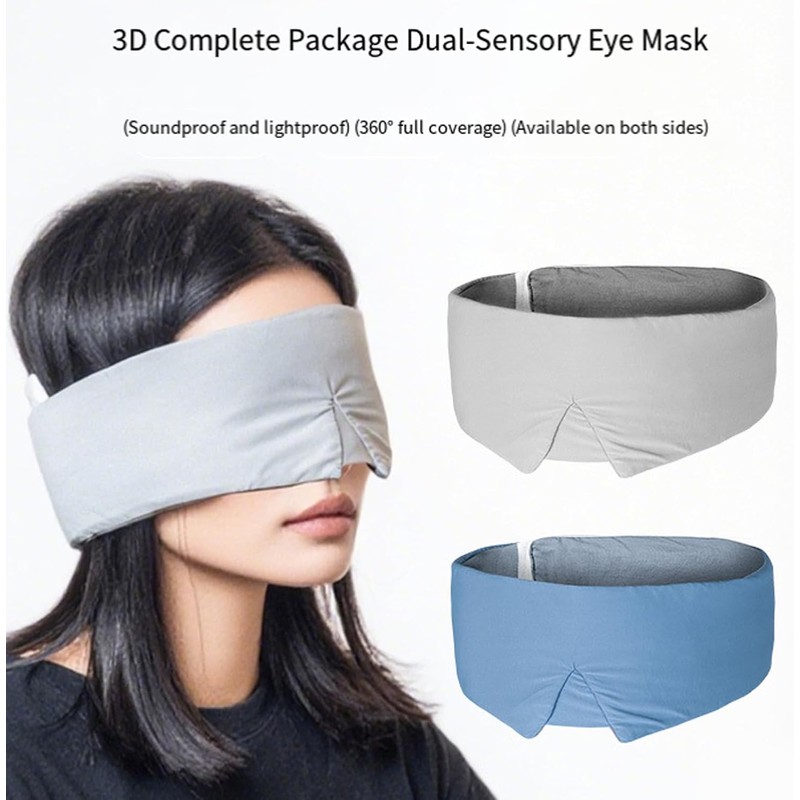 Protector de ojos de doble ajustable de seda para dormir,