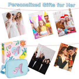 Aganmi Travel Essentials Accessories Initial Fanny Pack with Adjustable Strap Cute 5 6 7 8 9 10 11 12 13 Year Old Girl Gifts Small Crossbody Everywhere Chest Pouch Belt Bag for Women Girl Blue E