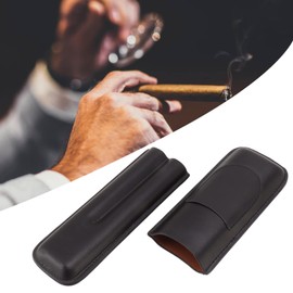 Fashion 2 Finger Cigar Travel Case Portable Handmade Slim for Office for Travel (black)