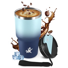 JAPORIA Termo 600ml, Termo in Acciaio Inossidabile con Doppia Pared Aislante, Riutilizzabile, Privo di BPA, Tazza Termica Portatile a Doppia Pared con Coperchio, per Ciclismo, Ufficio, Caffè