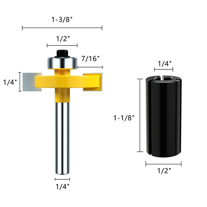 1/4 Inch Shank Rabbet Router Bit 1/4", 3/8", 1/2" Cutting