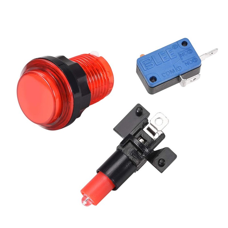 uxcell Game Push Button 33.5mm Round 12V LED Light Push