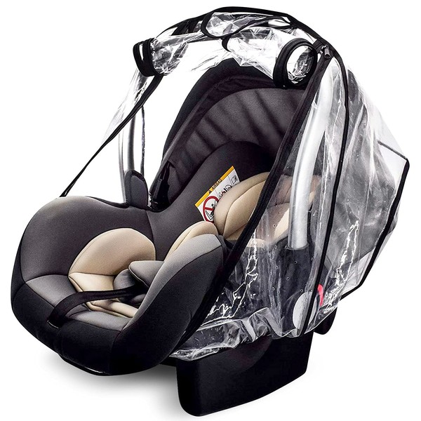 Universal Car Seat Rain Cover Baby Carrier Raincover - EVA Car Seat Weather Shield with Quick-Access Zipper Door and Side Ventilation, Windproof and Waterproof Car Seat Cover for Maxi COSI and More