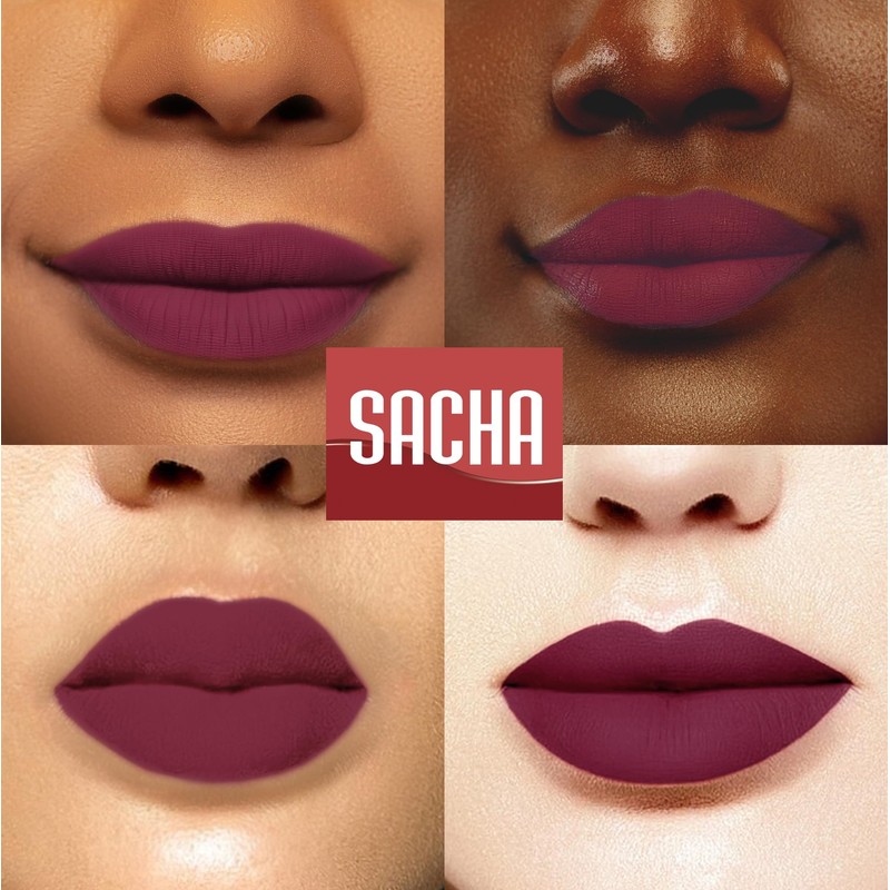Sacha Cosmetics Intense Matte Lip Velvet Liquid Lipstick, Long-Lasting Velvet