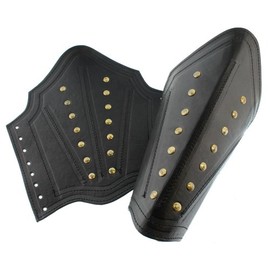 RedSkyTrader Mens Medieval Leather Arm Guards One Size Fits Most Black