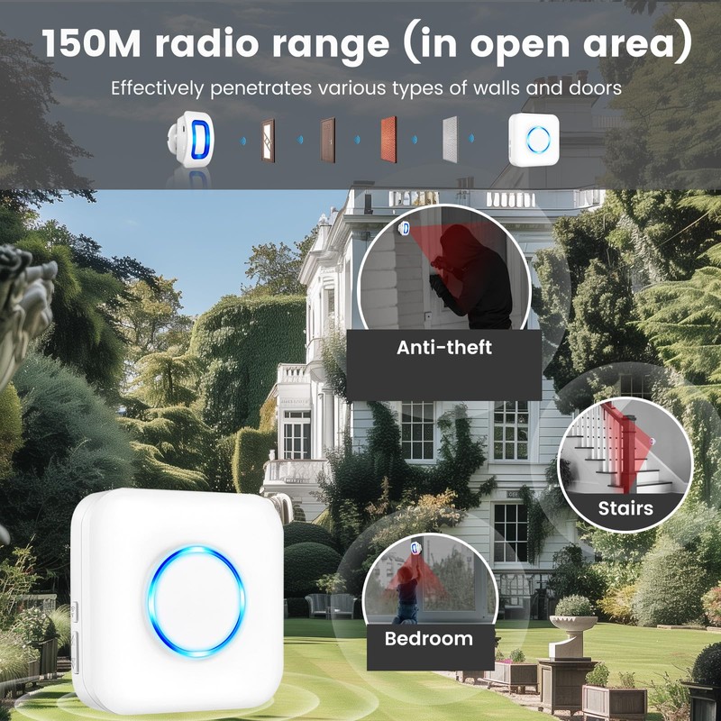 Wireless home security alarm system with motion sensor alarm detector,