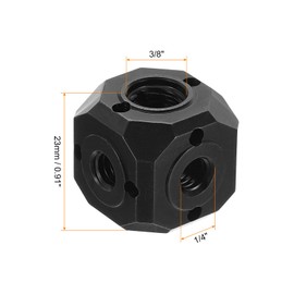 PATIKIL Universal 1/4" 3/8" Screw Hole Tripod Adapter Magic Cube Mounting Cube Holder for Microphone Photography Equipment Accessories Black