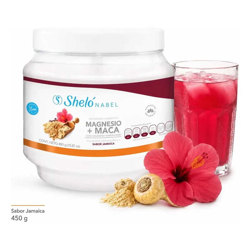 Colágeno Hidrolizado con Maca y Magnesio Sabor Jamaica 450g Sheló