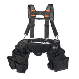 Dead On Tools - 1680 Denier Poly Carpenter’s Tool Belt with Suspenders (HDP400945) , Black