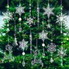 18pcs Crystal Christmas Tree Ornaments, Hanging Acrylic Snowflake Icicle Ornaments