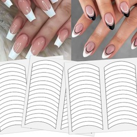 MOLILON 1800 Pieces French Tip Nail Stickers Strip Shaped French Tip Guides French Manicure Strips Nail Design Stickers Nail Stencil for Nail Art Gel French Tip Tool (White, 60 Sheets)