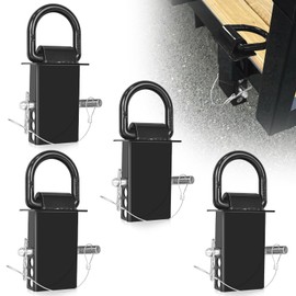 Suemoss 5/8" Heavy-Duty Stake Pocket D Rings with Anti-Loss Cord 4 Adjustable Hole 18,000 lbs Trailer Stake Pocket Tie-Down Utility for Flatbed Trucks and Trailers 4 Pack