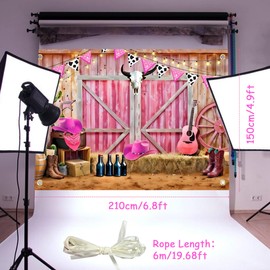 Cowgirl Backdrop Western Cowgirl Banner 7x5Ft Pink Cowboy Backdrop Photography Booth Prop for Girls Cowboy Birthday Party Decorations Baby Shower Supplies
