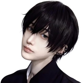 Wig, Men's Short Hair, Men's Clothing, Wig, Men's Short, Human Hair, Men's Harajuku, Handsome, Handsome, Natural, Small Face, Heat Resistant, Popular, Students, Work, Unisex, Breathable, Daily Use,