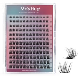 Mayhug Wimpern Extensions 3D Effekt Einzelne Wimpern 144 Pcs D Curl Cluster Lashes Fluffy 8-18mm DIY Natürliche Wimpern Fake Lashes(Glare)