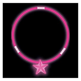 Set of 10 Glow Stick Necklace/Chain with Star in Pink Luminous – Great Jewellery for Wedding, Stag Party, Fancy Dress, Carnival or Children's Birthday