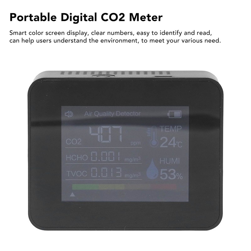 Portable Carbon Dioxide Detector USB Charging Temperature and Humidity Tester