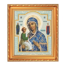 NKlaus - Gottesmutter of Jerusalem - Ikone im Rahmen mit Glas 21x18cm - Ikonografie 39085