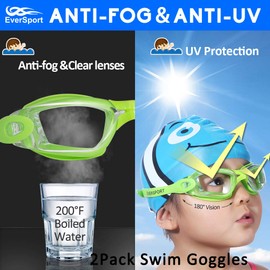 Kids Swim Goggles 2 Pack Swimming Goggles Anti Fog Anti-UV for Child Teens Youth