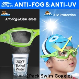 Kids Swim Goggles 2 Pack Swimming Goggles Anti Fog Anti-UV for Child Teens Youth