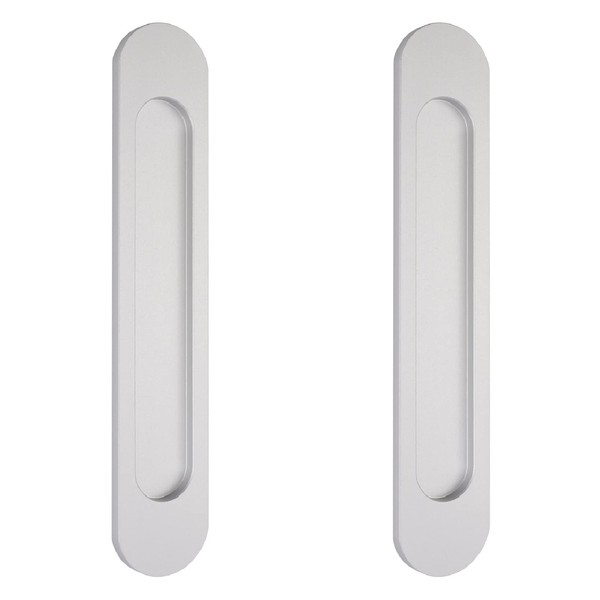 MOROBOR 220MM Self-Stick Oval Sliding Door Pulls, 2pcs Silver Aluminum