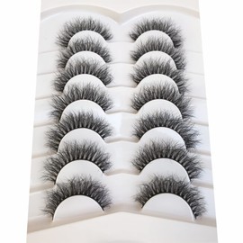 Pooplunch False Eyelashes Natural Fluffy Faux Mink Lashes Pack Wispy Short Fake Eye Lashes 7 Pairs Multipack