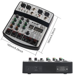 Dj Mixers 4 Channel Audio Mixer Sound Board with Bluetooth, Usb Audio Interface with 48V Phantom Power Sounds Mixer Board with 99 DSP FX Reverb Delay Effect