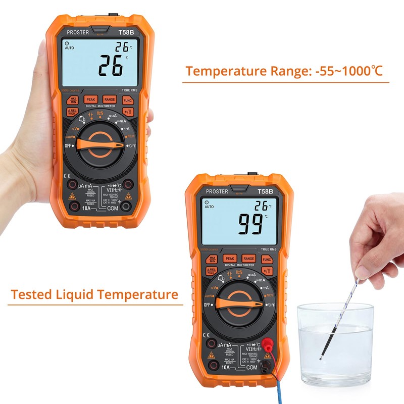 Proster Multimeter - TRMS 9999 Counts Digital Multimeter Auto Ranging