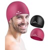 2 Pack Silicone Swim Cap for Men Women, Unisex Adult