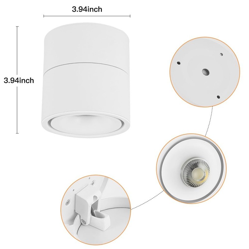LED Ceiling Spotlight Dimmable12W 3CCT 3000K/4000K/5000K Adjustable spotlight ceiling light