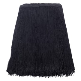 OLYCRAFT 10.4 Yards Polyester Tassel Fringe Trim 11 inch Wide Sewing Fringe Trim Lace Long Lenth Polyester Tassel for DIY Latin Dress - Black