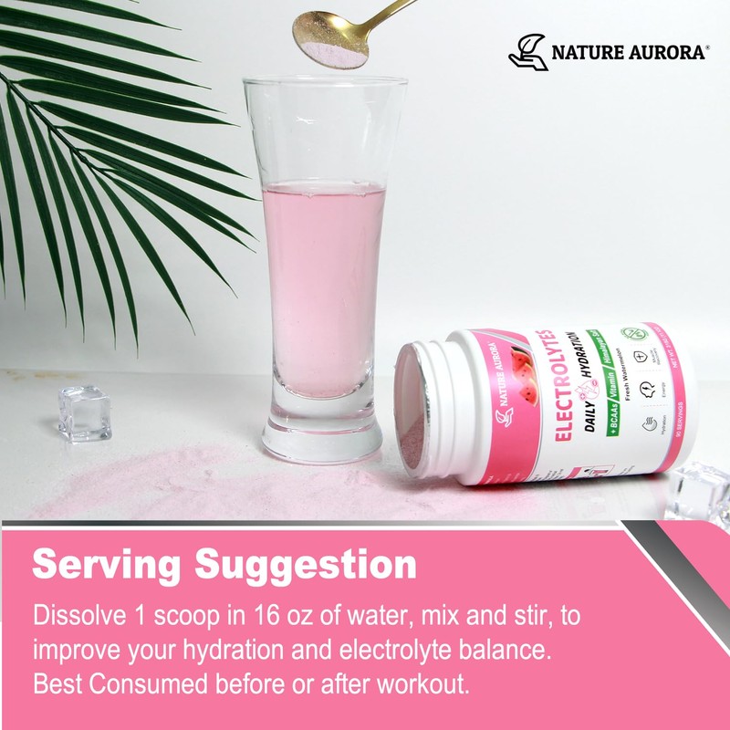 Electrolytes Powder No Sugar, Fresh Watermelon Electrolyte Powder, Hydration Powder,