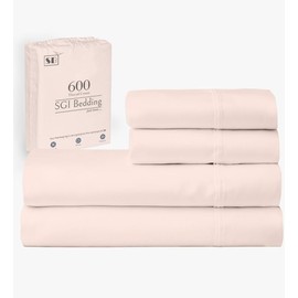 SGI bedding 600 Thread Count 4 Piece 100% Egyptian Cotton RV King Size Sheets Set, 15" Deep Pocket Sheet Set, Premium, Breathable, Soft and Hotel-Quality Luxury Sheets - Peach