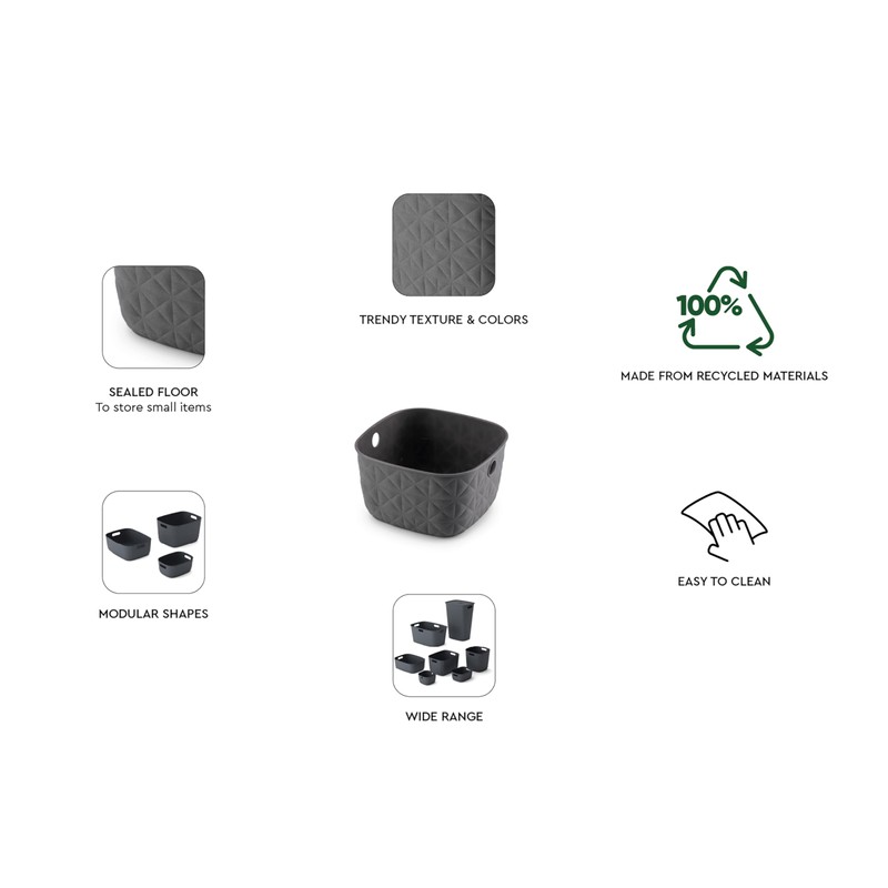 CURVER Softex 4x 3L Storage Baskets, 100 percent Recycled Material,