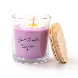 AIKUN 8CM*9CM Natural Purple Soybean Scented Candle Adorned with White Daisy Flowers Aromatherapy Home Decor Eco-Friendly Giftcolor: Wolfberry & Tarocco Blood Orange, size: 8CM*9CM, scents: Herbal Lavender, candle weight: 7.5oz