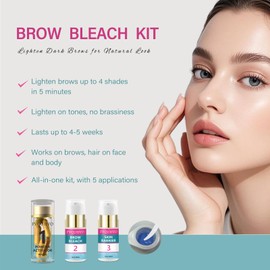 Eyebrow Bleach, Eyebrow Bleaching Kit, Brow Bleach, Brow Lightening, Gentle & Effective Bleaching Result, Eyebrow Lightener, Creates You Softer & Natural Brow Color, 5 Applications